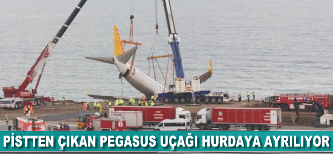 Pistten çıkan Pegasus uçağı hurdaya ayrılıyor