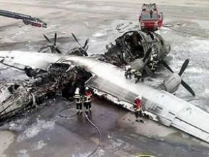 Leipzig Havalimanında kargo uçağı yandı