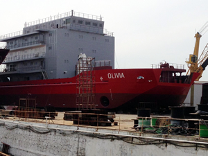 M/V OLIVIA, 29 Mart'ta denize iniyor